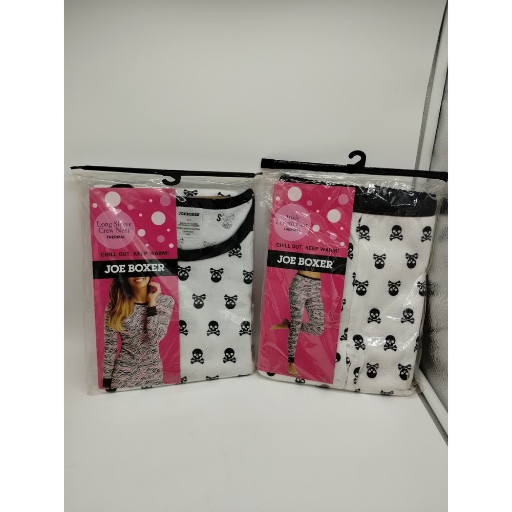 Vintage Kmart Joe Boxer Skull Print Thermal Underwear Pants Top Small Women's...